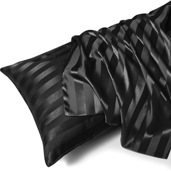 

1pc Striped Pattern Pillowcase Without Filler, Black