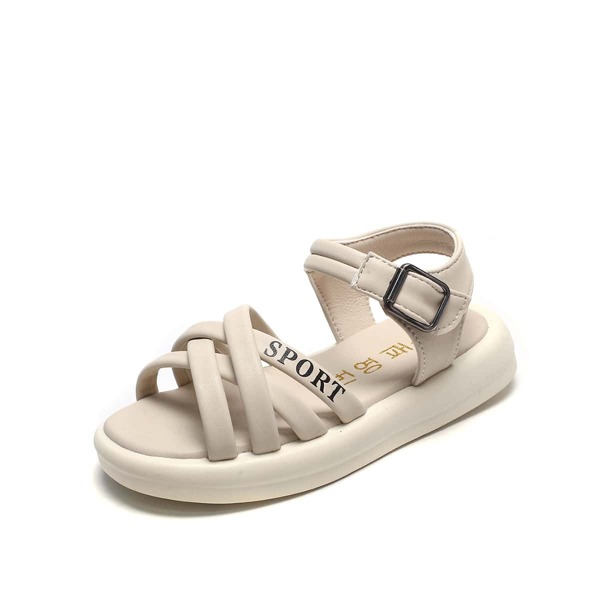 

Toddler Girls Letter Graphic Cross Strap Sandals, White