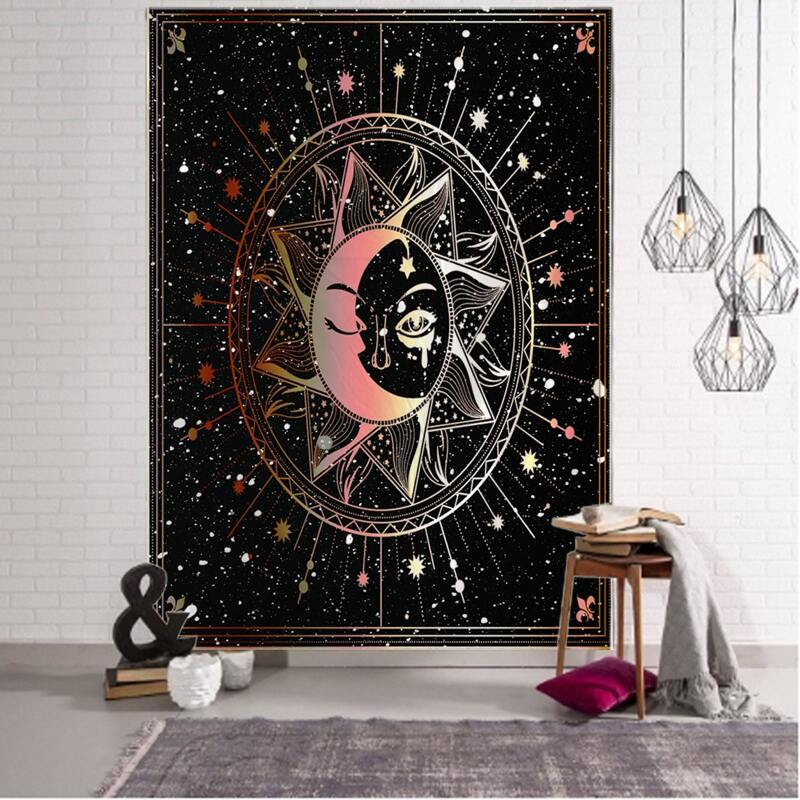 

Sun & Moon Graphic Tapestry, Black