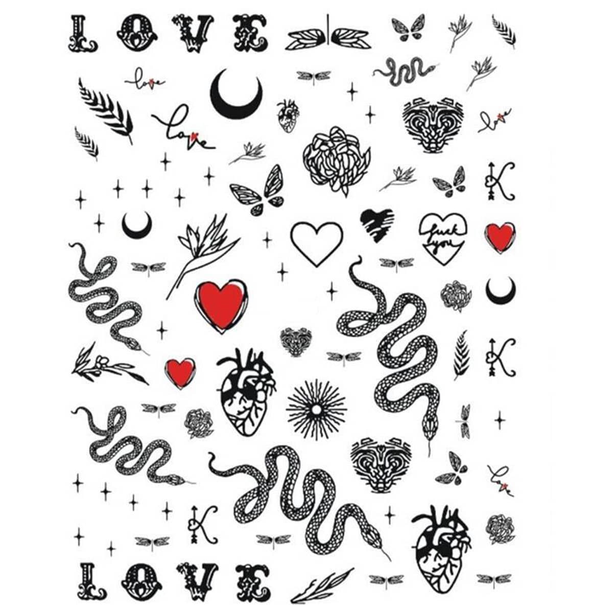 

2sheets Snake Nail Art Sticker, Black