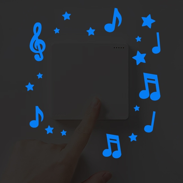 

Music Note Glow Switch Sticker, Blue