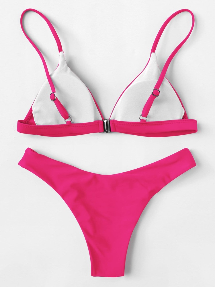 Triangle Cheeky Bikini For Summer Beach Vacation - Pink - View 2