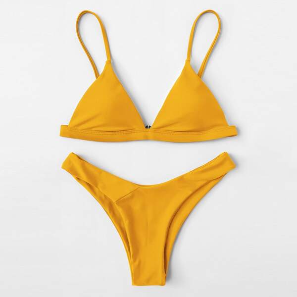 

Triangle Cheeky Bikini Swimsuit, Yellow