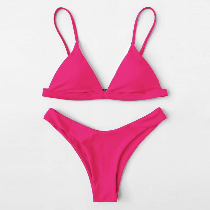 

Triangle Cheeky Bikini Swimsuit, Pink