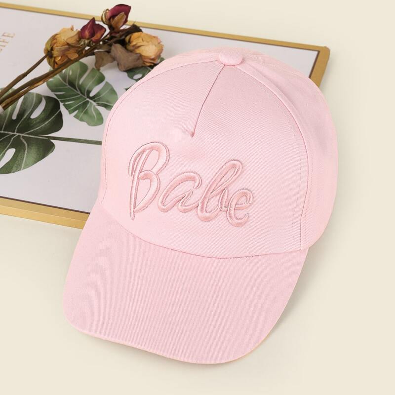 

Letter Graphic Embroidery Baseball Cap, Baby pink