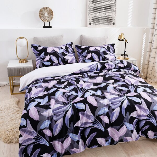

Leaf Print Duvet Cover Set Without Filler, Multicolor