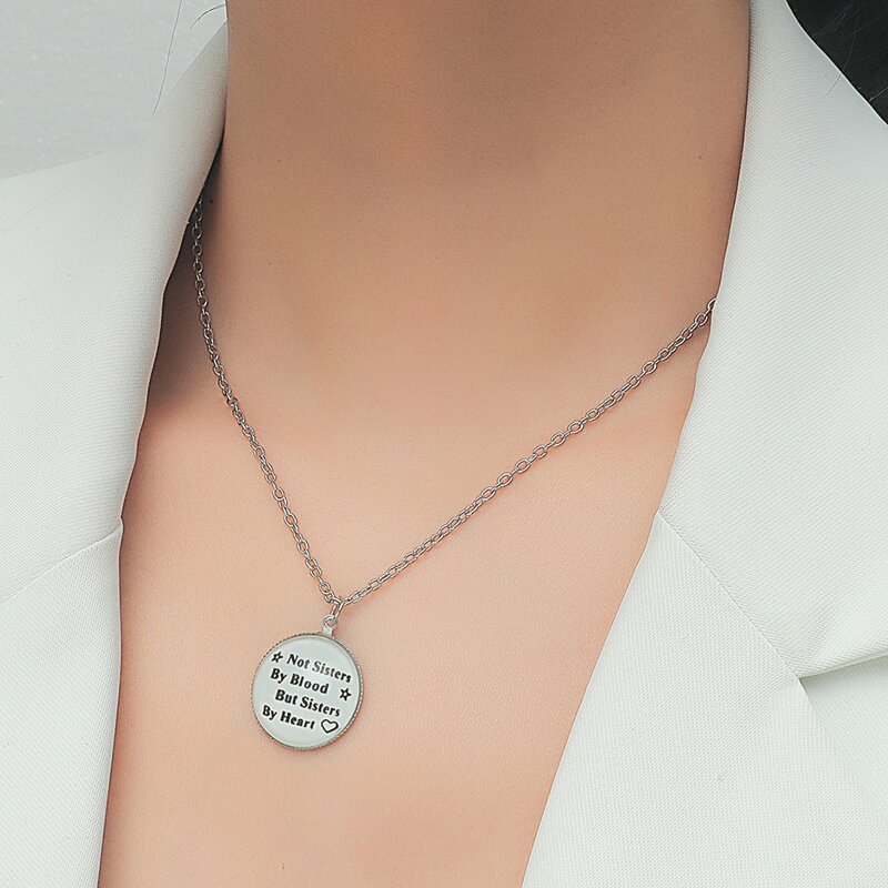 

Slogan Pendant Necklace, Silver