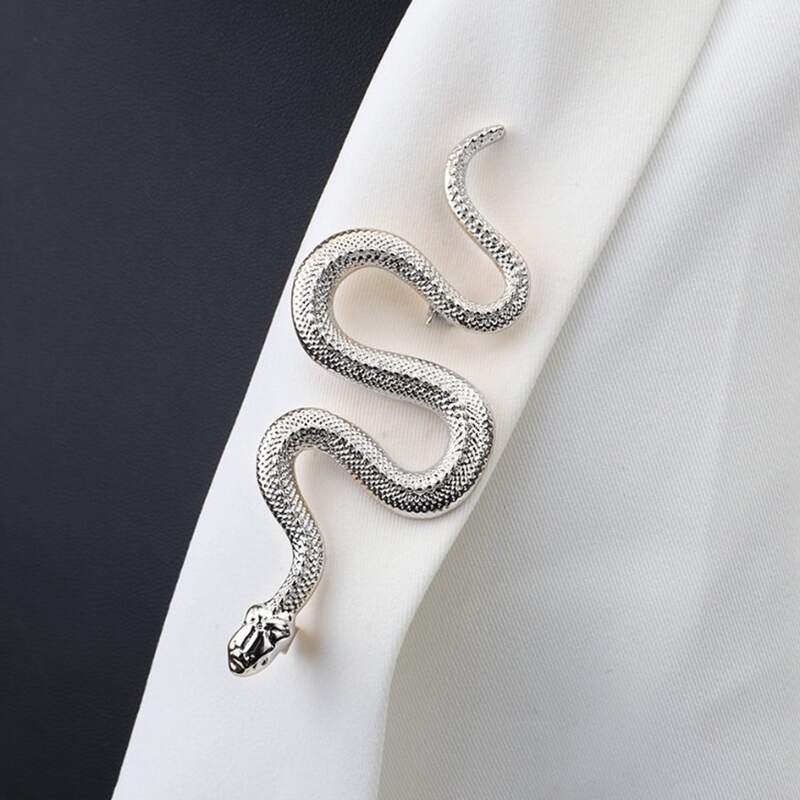 

Serpentine Design Brooch, Silver