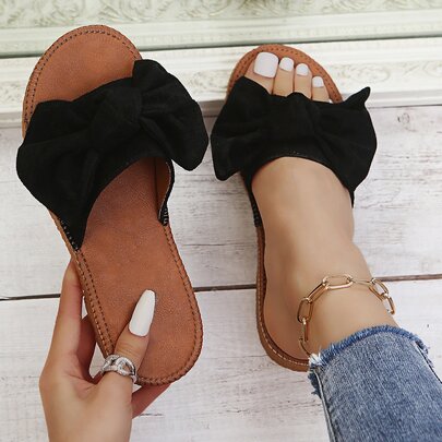 Bow Decor Slide Sandals