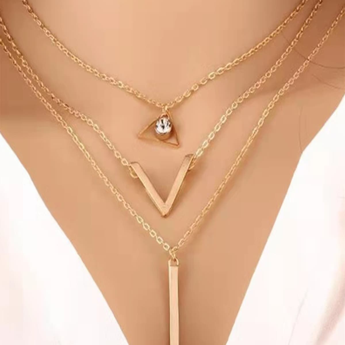 

Geo Layered Necklace, Gold