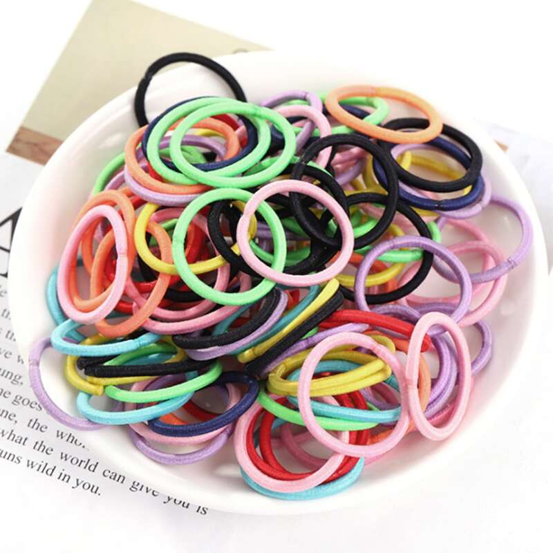 

100pcs Random Solid Hair Tie, Multicolor