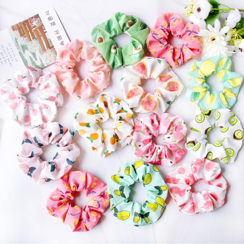 

6pcs Random Cartoon Fruit Scrunchie, Multicolor