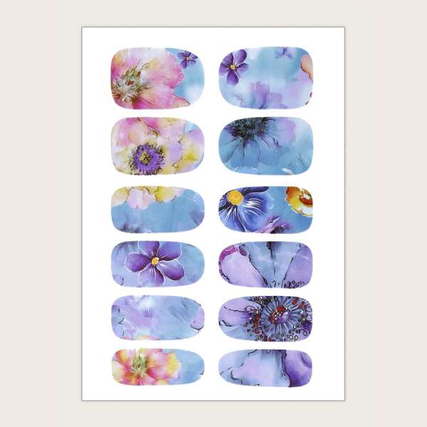 

1sheet Flower Pattern Nail Art Sticker, Multicolor