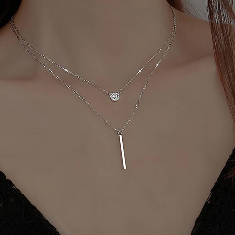 

Geo Layered Necklace, Silver