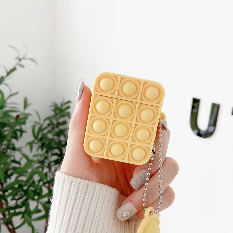 

1pc Creative Stress Relief Airpods Case, Yellow