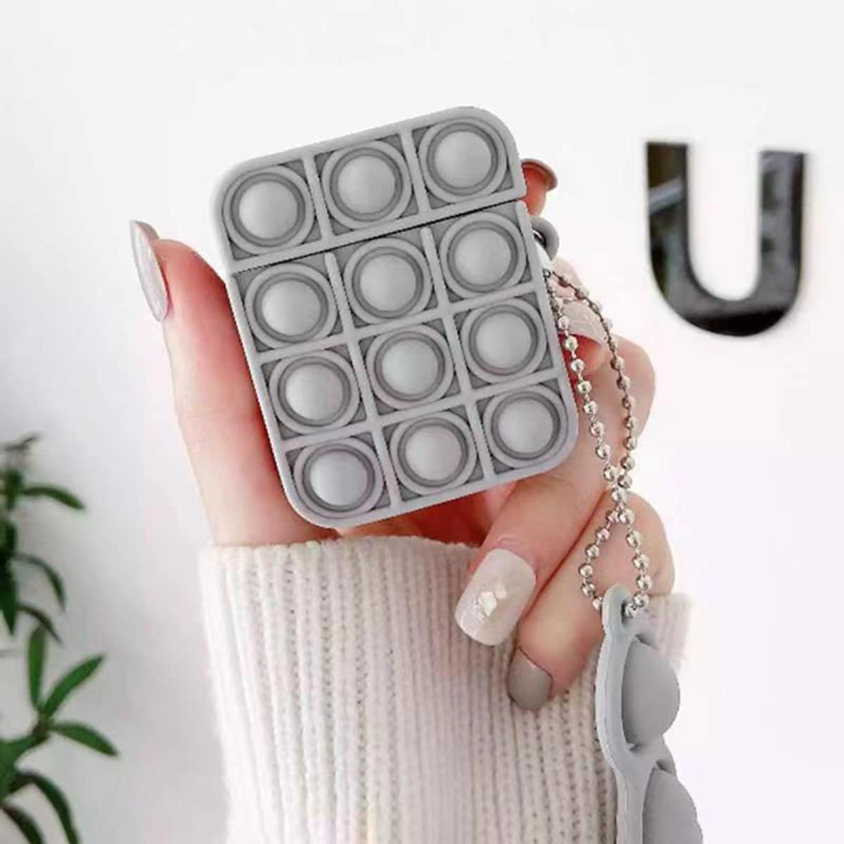 

1pc Creative Stress Relief Airpods Case, Grey