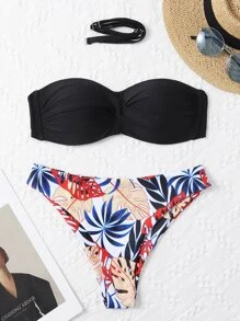 Tropical Twist Push Up Bikini Set, For Summer Beach Vacation - Multicolor - View 1