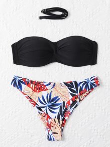 Tropical Twist Push Up Bikini Set, For Summer Beach Vacation - Multicolor - View 4