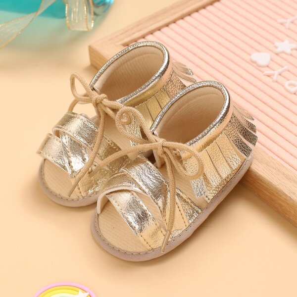 

Baby Girl Metallic Fringe Decor Sandals, Gold