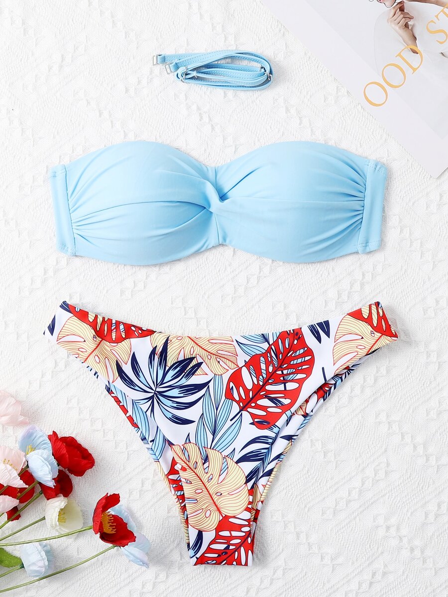 Tropical Twist Push Up Bikini Set, For Summer Beach Vacation - Multicolor - View 1