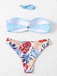 Tropical Twist Push Up Bikini Set, For Summer Beach Vacation - Multicolor - View 2