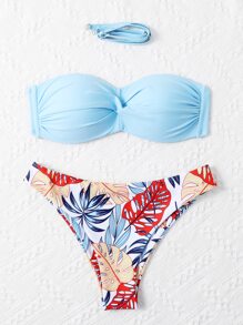 Tropical Twist Push Up Bikini Set, For Summer Beach Vacation - Multicolor - View 5