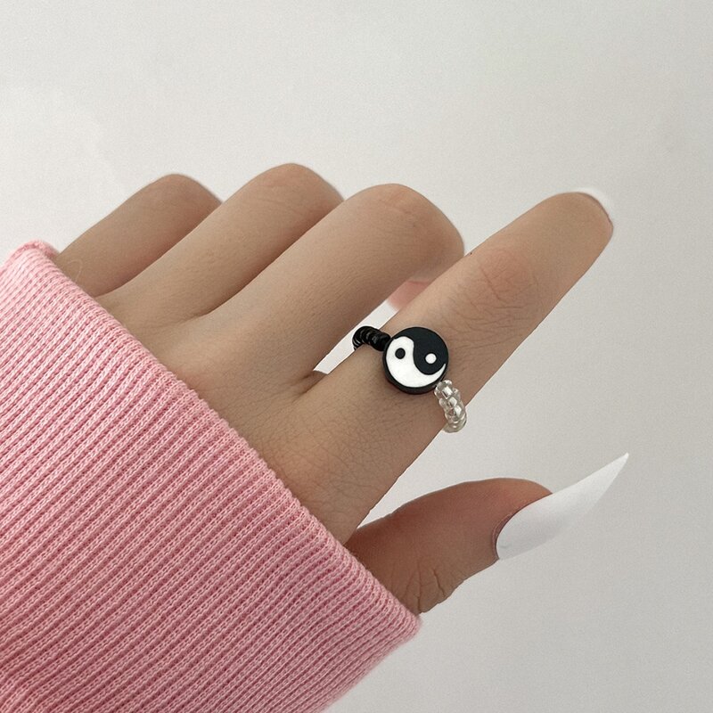 

Yin & Yang Decor Ring, Black and white