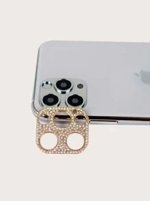 1 miếng bảo vệ ống kính máy ảnh trang trí bằng kim cương giả Tương thích với iPhone - Vàng - Xem 1