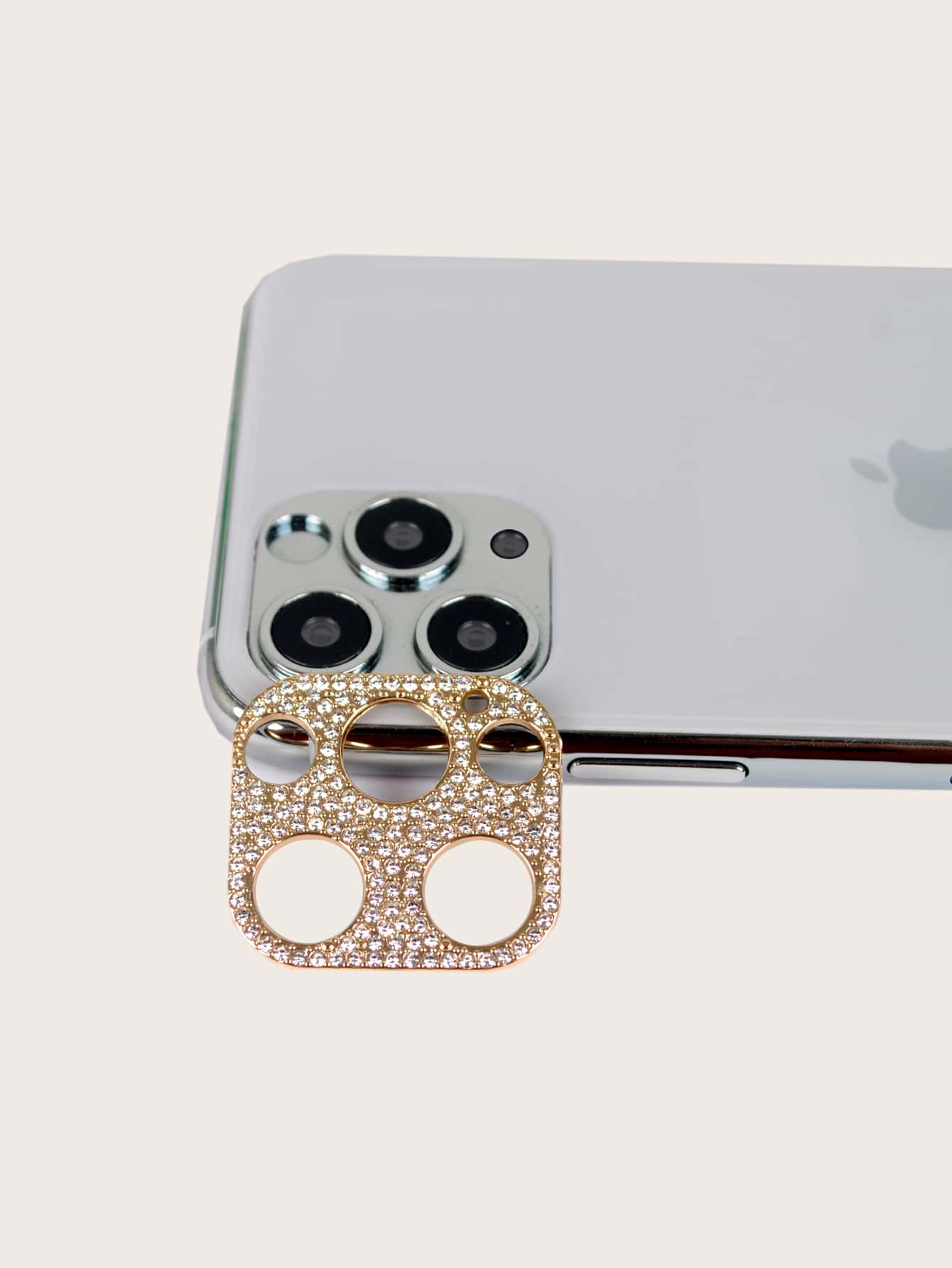 1 miếng bảo vệ ống kính máy ảnh trang trí bằng kim cương giả Tương thích với iPhone - Vàng - Xem 1