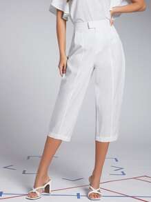 SHEIN Solid Capri Pants - White - View 1
