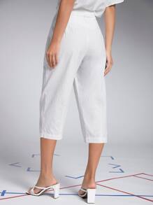 SHEIN Solid Capri Pants - White - View 2