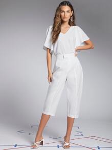 SHEIN Solid Capri Pants - White - View 5