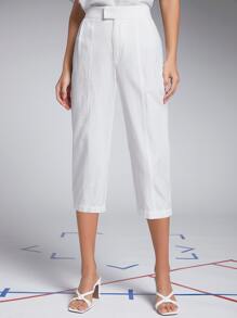 SHEIN Solid Capri Pants - White - View 6