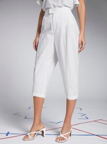 SHEIN Solid Capri Pants - White - View 7