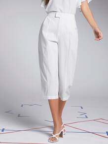 SHEIN Solid Capri Pants - White - View 3