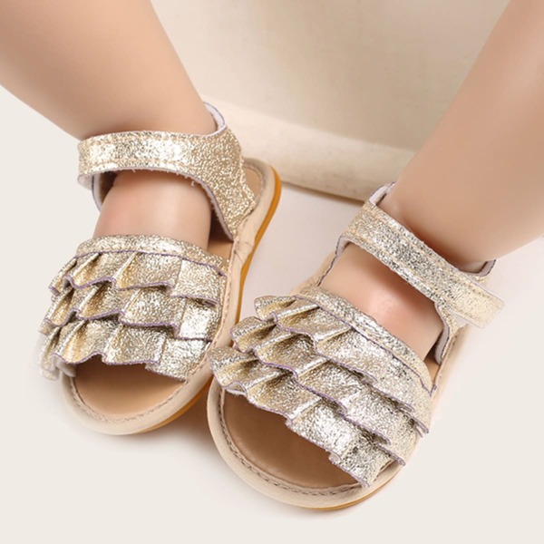 

Baby Girl Ruffle Decor Sandals, Gold