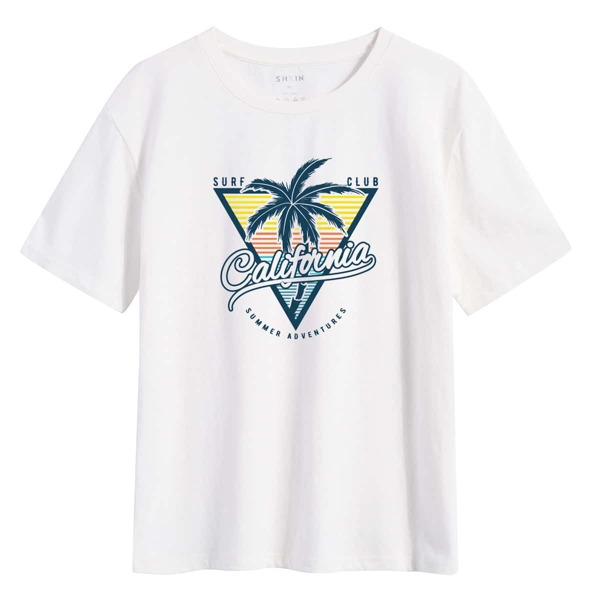 

Letter And Tropical Print Tee, White