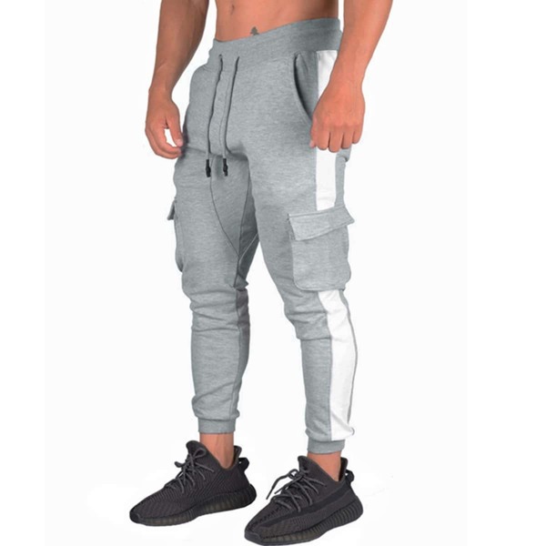 

Men Side Panel Flap Pocket Sweatpants, Light grey
