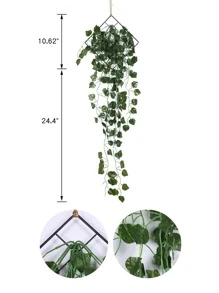 1 件人造藤装饰壁挂，仿藤悬挂装饰，适用于家居装饰、家居装饰、房间装饰、墙壁装饰 - 綠色 - 查看 2
