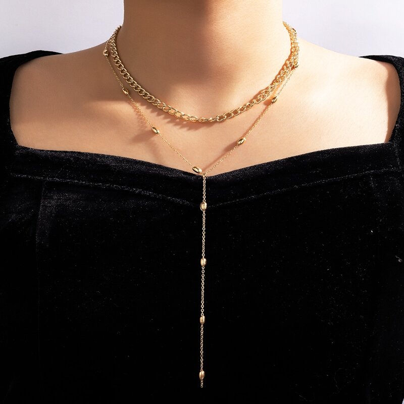 

Simple Chain Layered Necklace, Gold