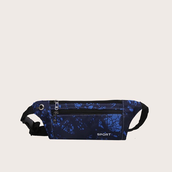 

Men Letter Graphic Pocket Front Fanny Pack, Blue
