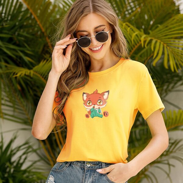 

Cartoon Graphic Short Sleeve Tee, Yellow