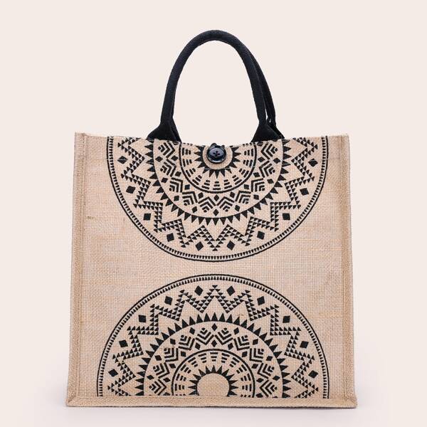 

Сумка-тоут с геометрическим рисунком, Хаки