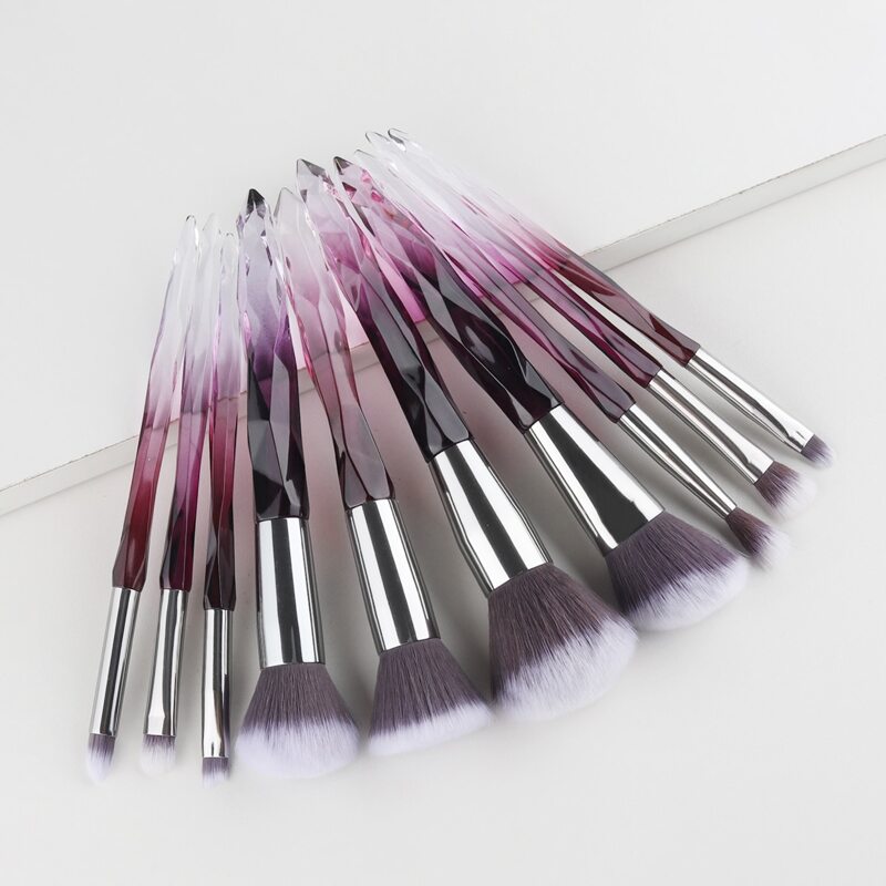 

10pcs Ombre Handle Makeup Brush Set, Purple