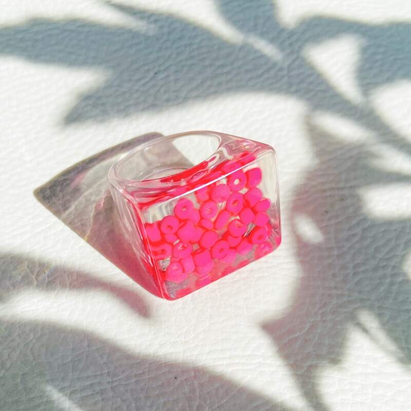 

1pc Resin Ring, Pink