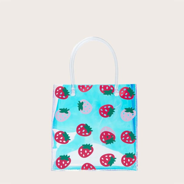 

Girls Holographic Fruit Graphic Satchel Bag, Multicolor