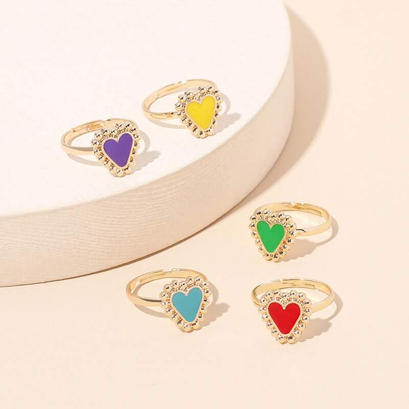 

1pc Random Heart Ring, Multicolor