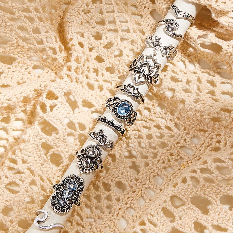 

11pcs Floral Decor Ring, Silver
