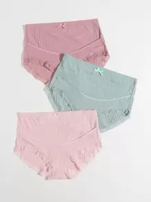 SHEIN 3pack Maternity Lace Trim Panty Set For Mother - Multicolor - View 3