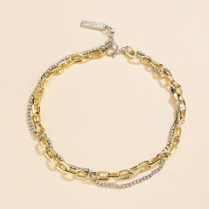 

Rhinestone Chain Necklace, Gold